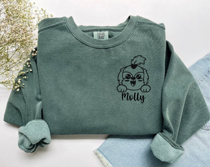 Embroidered Dog Face Sweatshirt