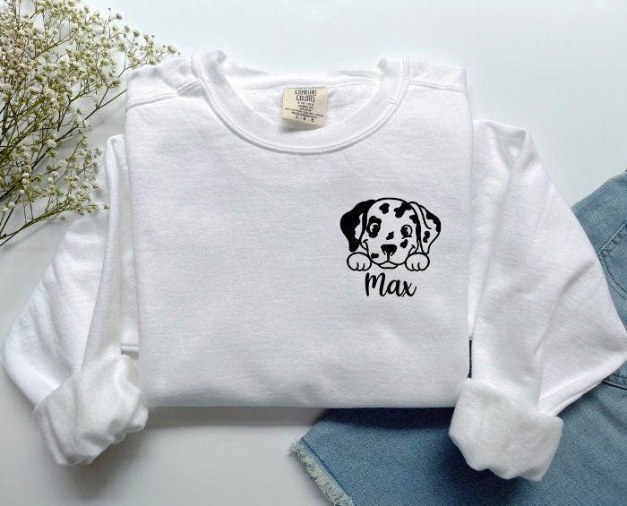 Embroidered Dog Face Sweatshirt