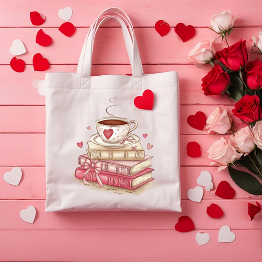 Valentine Book Theme Tote Bag