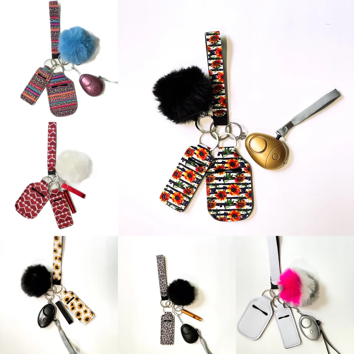 CUSTOM Keychain set For Women (Build Your Own), Wristlet keychain, Safety keychain set, keychain with alarm, Chapstick holder Keychain