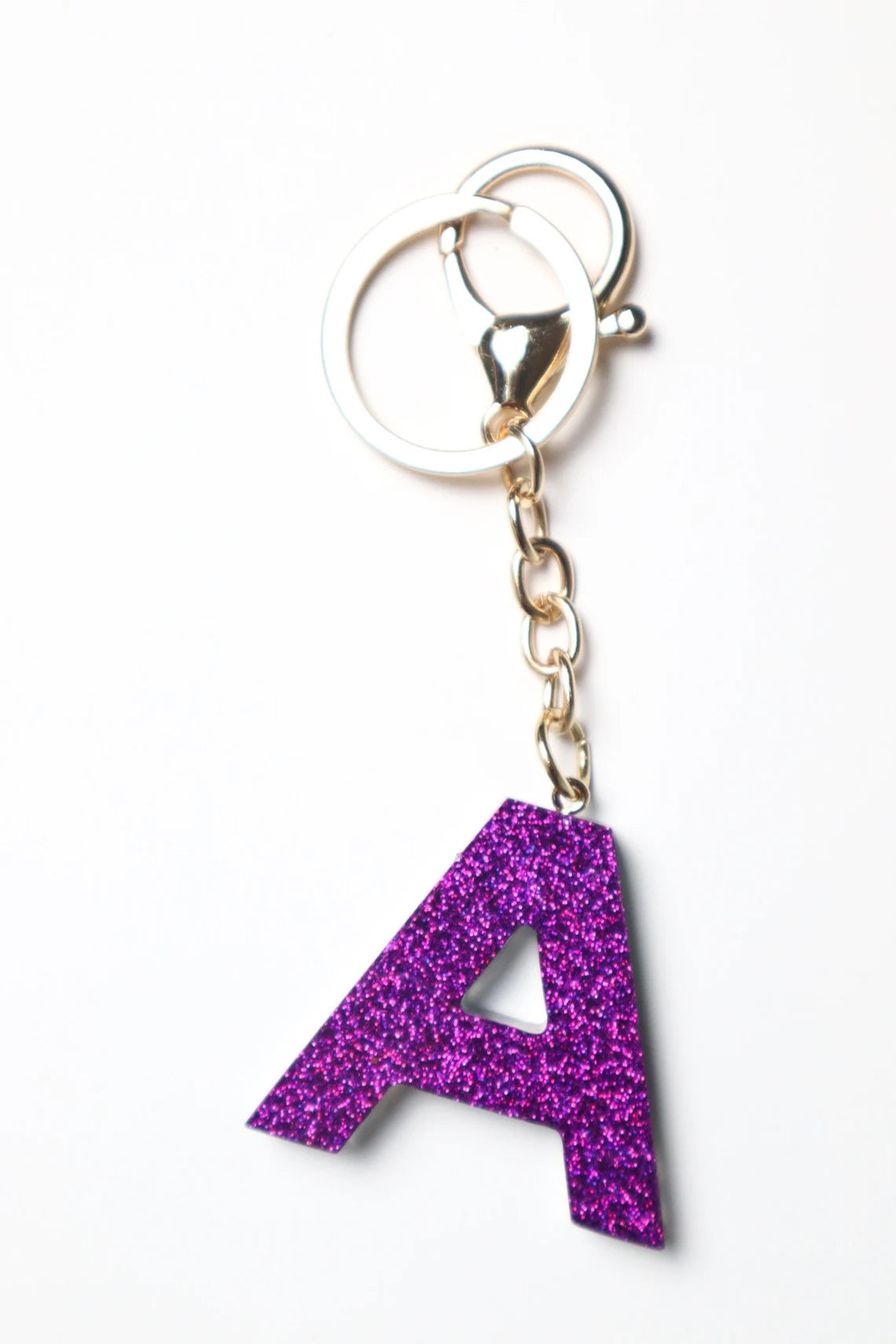 CUSTOM Resin Initial Keychain Purple and Blue, Pom Pom Keychain