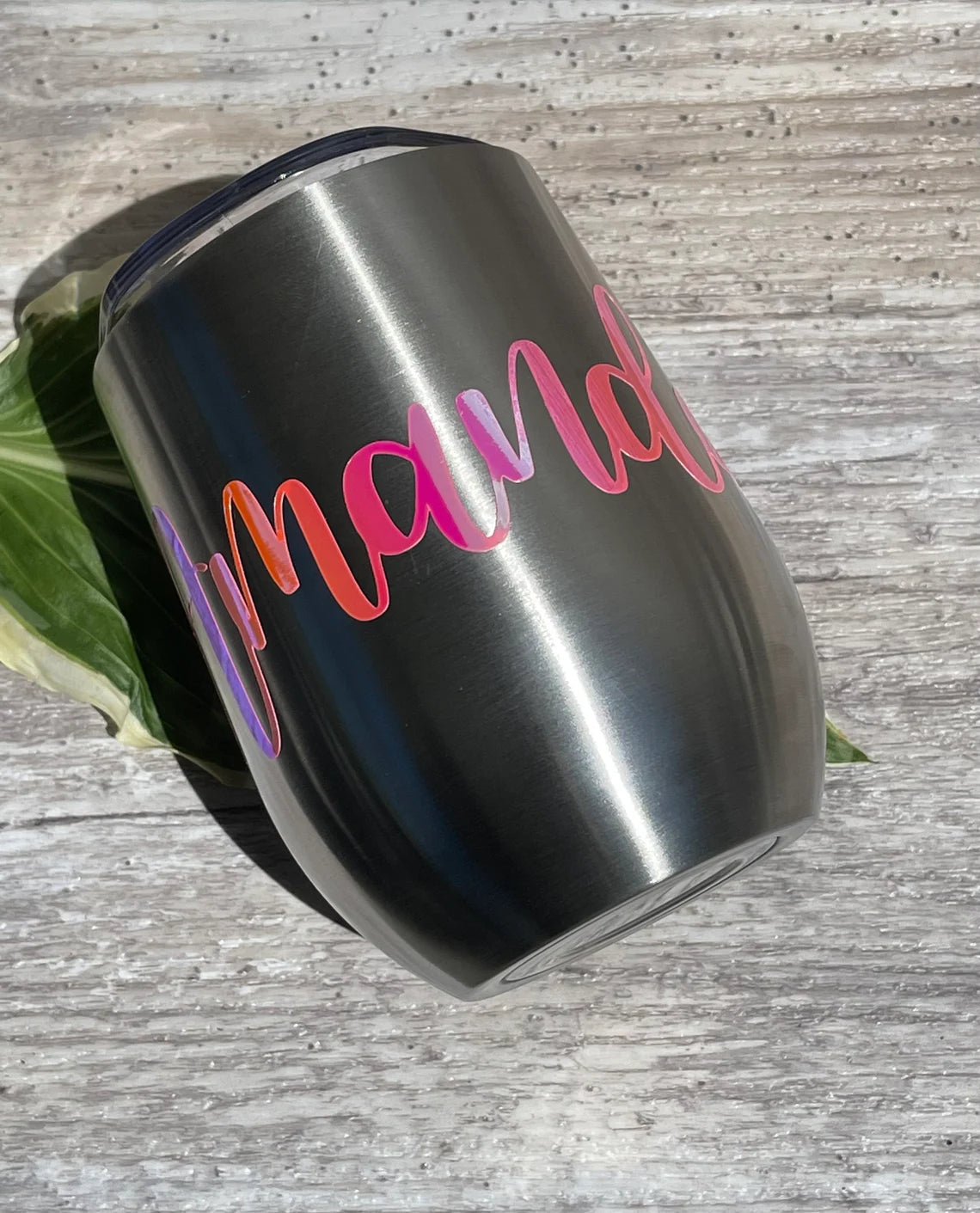 Personalized Insulated Wine Tumbler, Custom Wine Tumbler, Bridesmaid Gift, Best Friend, Teacher Gift, 12 oz Stainless Steel tumbler with Lid