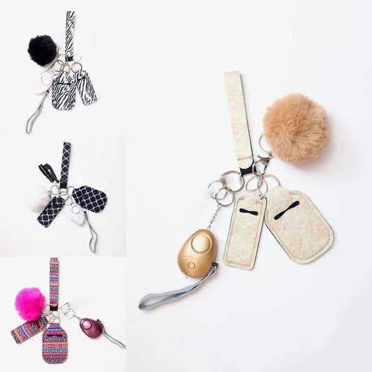 6 Piece Keychain set for Women, keychain with alarm, Wristlet keychain, safety keychain bundle, Female keychain