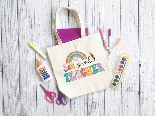 Reusable Canvas Teacher Tote Bag , Daycare Teacher Tote Bag, Pre-School Teacher, Totes for teacher, New Teacher Gift