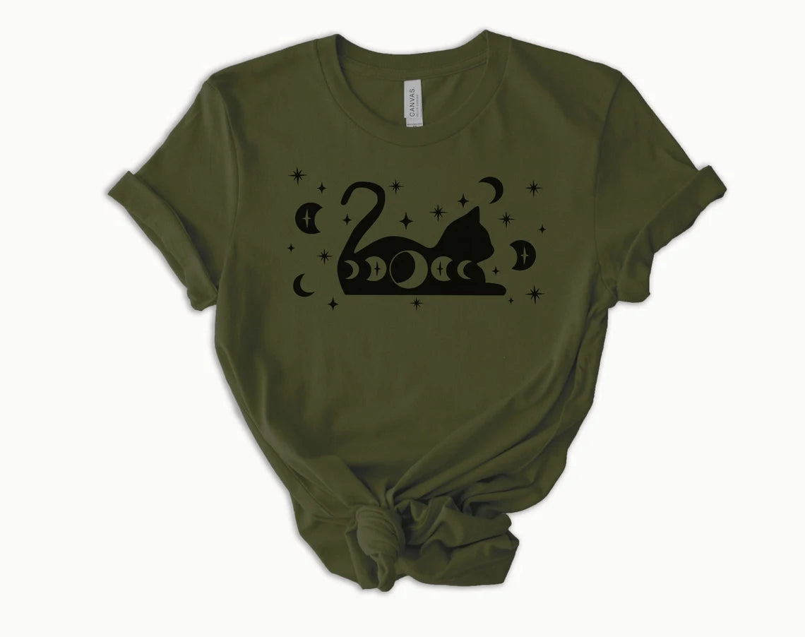 Moon Phase Cat T Shirt, Phases of the Moon Shirt, Cat in the moon t-shirt,