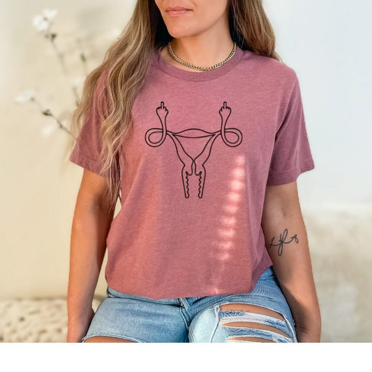 Pro Choice Shirt, Feminist Shirt, womens rights shirt women, Abortion-rights, Middle Finger Uterus T-Shirt, roe v wade shirt, gift for her