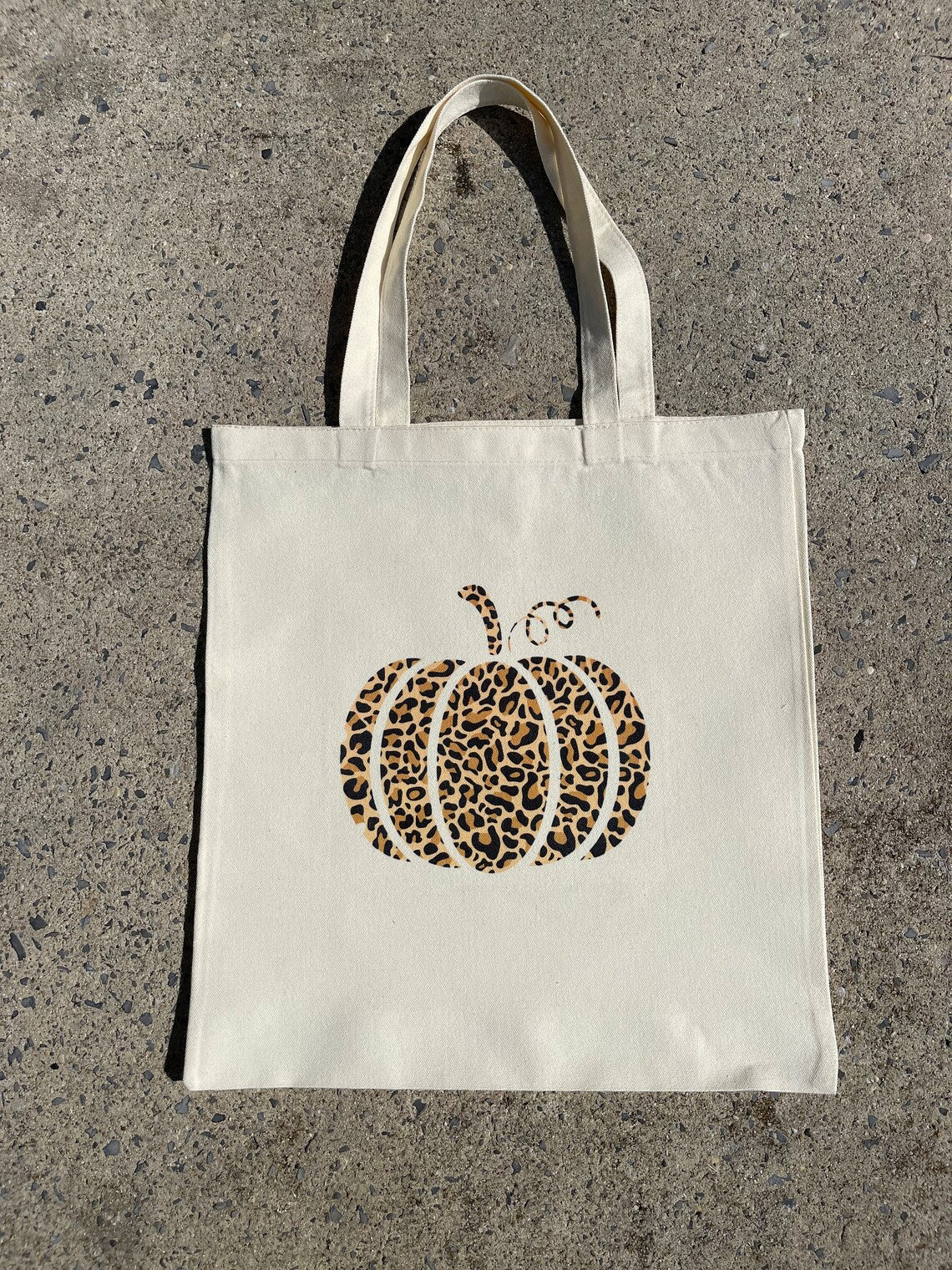 Fall Leopard Pumpkin Tote Bag, Aesthetic Tote Bag, Canvas Tote Bag, Autumn tote bag, Fall Tote, Farmhouse tote bag