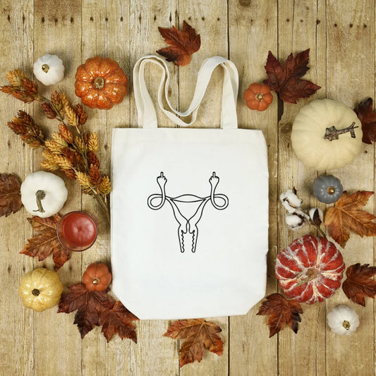 Uterus Middle Finger Tote Bag, Womens Rights Tote Bag, My Body My Choice, Reproductive rights tote bag, Pro Choice Tote Bags