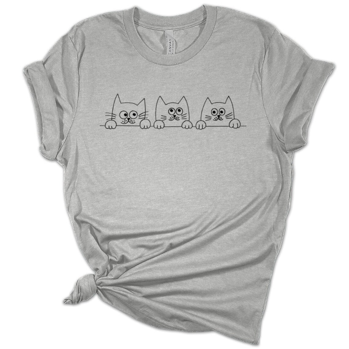 Embroidered Peeking Cat T-shirt, Autumn Shirt, Cat T-shirt, Cat lover Gift, Cute cat shirt, Cat gift for Cat lovers