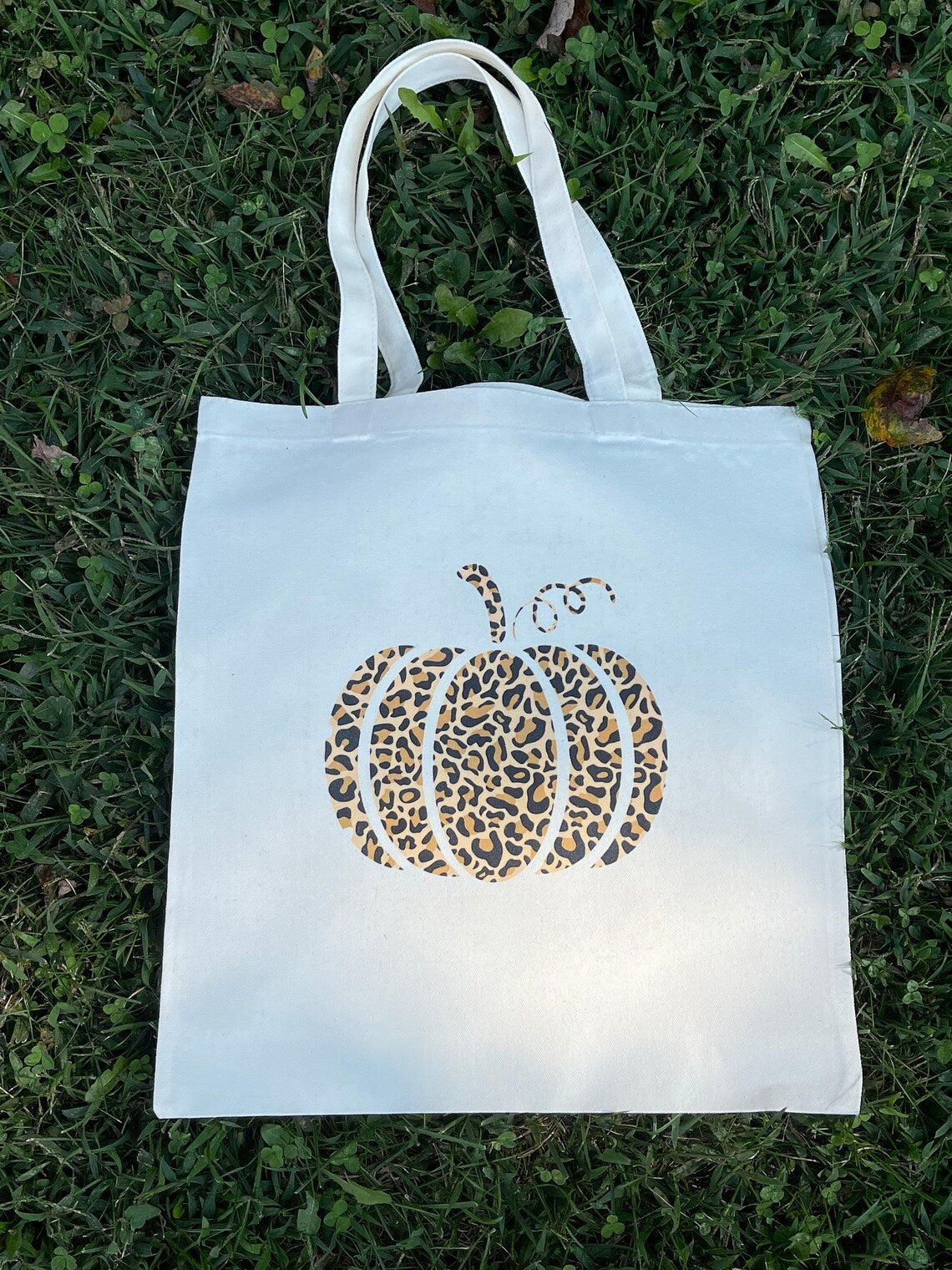 Fall Leopard Pumpkin Tote Bag, Aesthetic Tote Bag, Canvas Tote Bag, Autumn tote bag, Fall Tote, Farmhouse tote bag