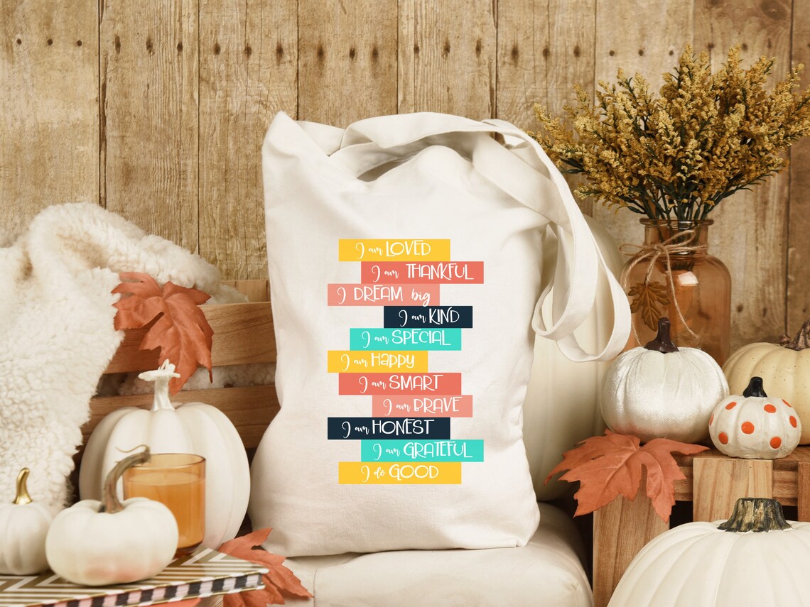 Positive Affirming Tote Bag, Positive Mental Health Affirmations, Self Love quotes tote bag