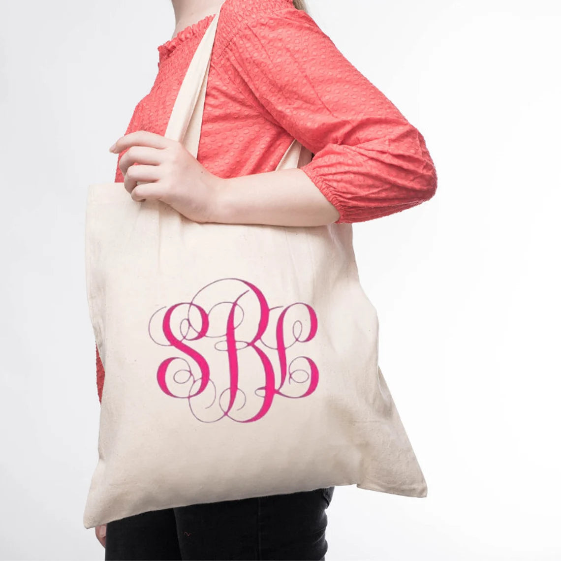 Personalized Monogram Canvas Tote Bag, Custom Name Tote, Tote Bag with Zipper and Pockets, Bridesmaid Gift, Bachelorette Totes,School Tote