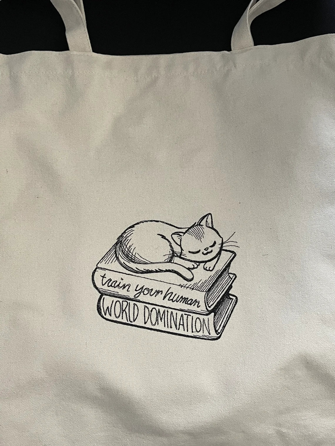 Embroidered Cat Tote Bag, Cat tote bag for Women, Reader Tote Bags, Book Tote Bag, Canvas Tote Bag, Cat Mom Gift, Cat Owner Gift