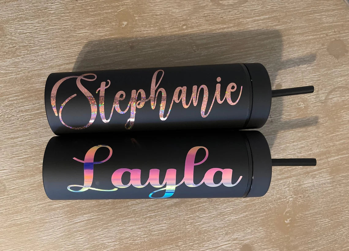 Personalized Tumblers with Straws, Custom Skinny Tumbler, Bridesmaid Gift, Acrylic Tumbler,Personalized Gift,Birthday Gift, Best Friend Gift