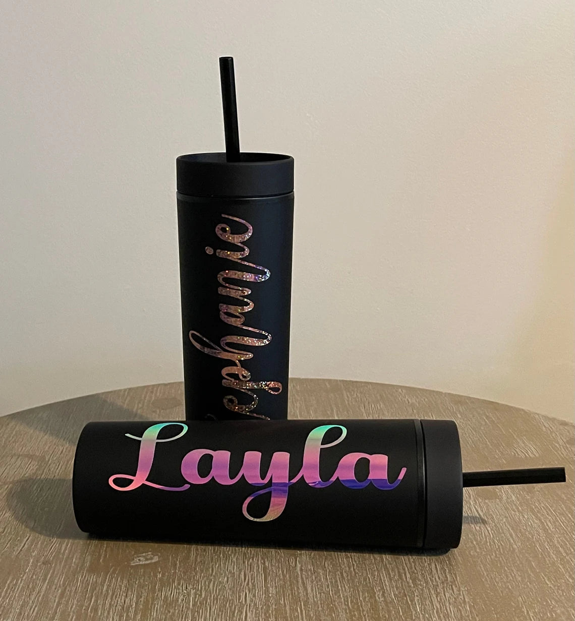 Personalized Tumblers with Straws, Custom Skinny Tumbler, Bridesmaid Gift, Acrylic Tumbler,Personalized Gift,Birthday Gift, Best Friend Gift