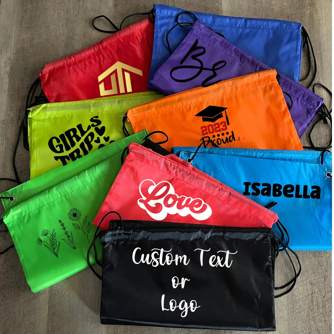 Custom Drawstring Bags, Personalized Drawstring Backpack, Lightweight Gym Bag, Yoga Bag, Workout Bag, Cinch Bag, Business Logo Bag