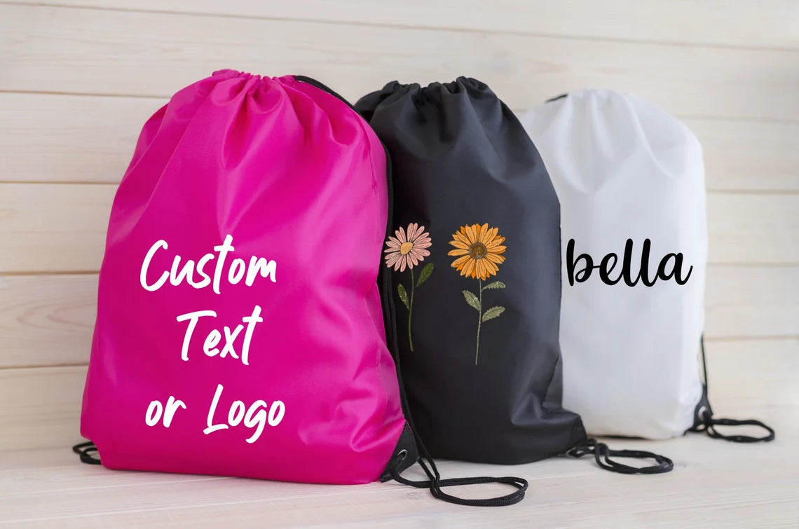 Custom Drawstring Bags, Personalized Drawstring Backpack, Lightweight Gym Bag, Yoga Bag, Workout Bag, Cinch Bag, Business Logo Bag