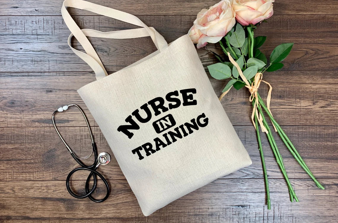 Nurse Canvas Tote Bag with Zipper and Pockets, Nurse Gift, Gift for Nursing Student, RN Gift, LPN, CNA