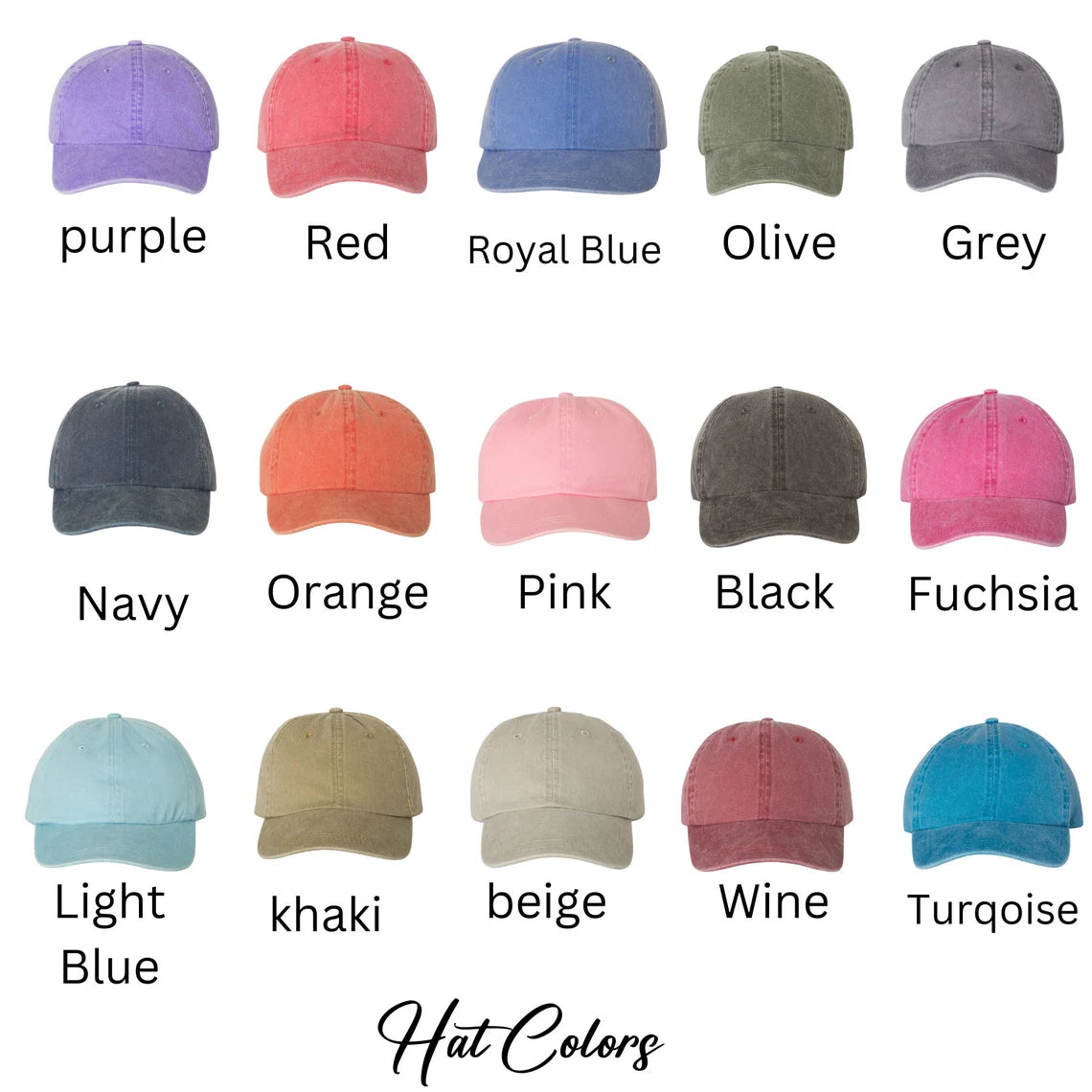 Custom Embroidered Pigment Dyed Baseball Hat, Personalized Unisex Baseball Cap, Unstructured Baseball Cap, Your Custom Text