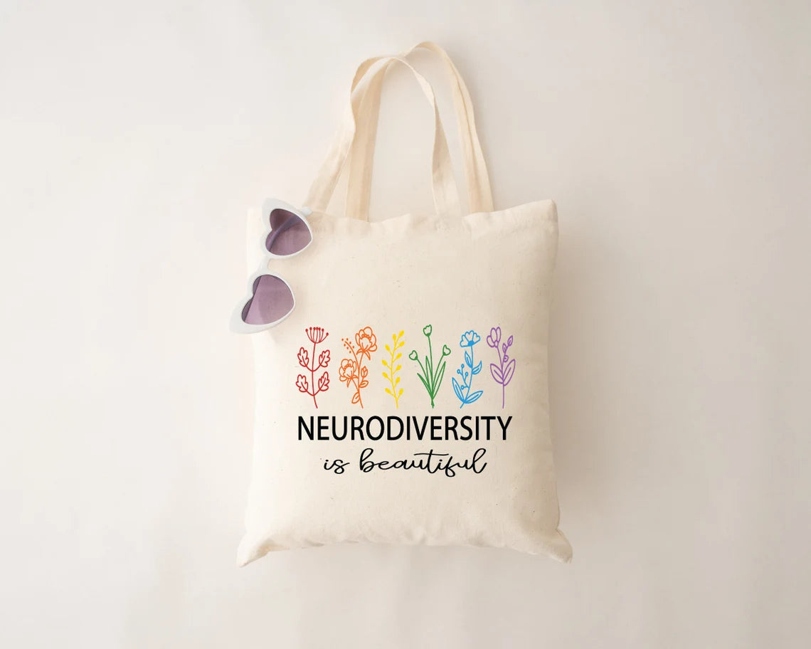 Autism Awareness Canvas Tote Bag, Autism acceptance Tote, Neurodiversity Bag, Inspirational Tote Bag, ADHD Bag, Inclusion Tote Bag