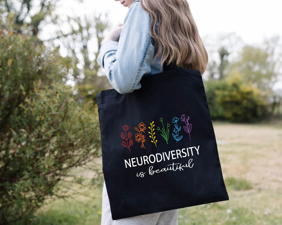 Autism Awareness Canvas Tote Bag, Autism acceptance Tote, Neurodiversity Bag, Inspirational Tote Bag, ADHD Bag, Inclusion Tote Bag