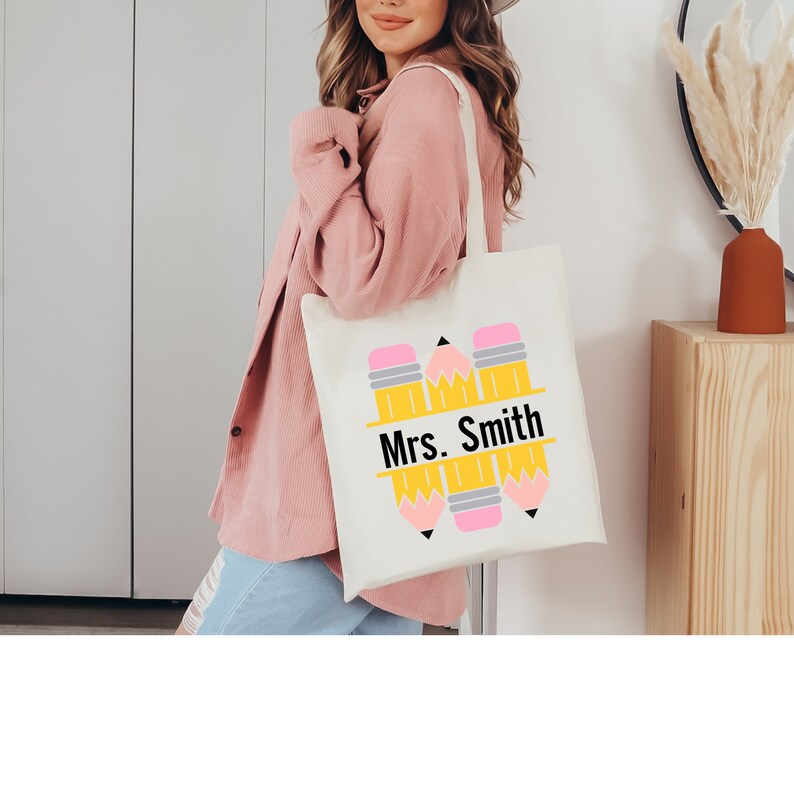 Personalized Canvas Teacher Tote Bag