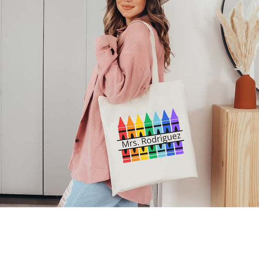 Personalized Canvas Teacher Tote Bag