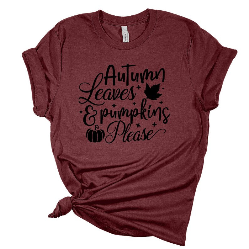 Autumn leaves and pumpkin please shirt