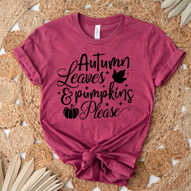 Autumn leaves and pumpkin please shirt