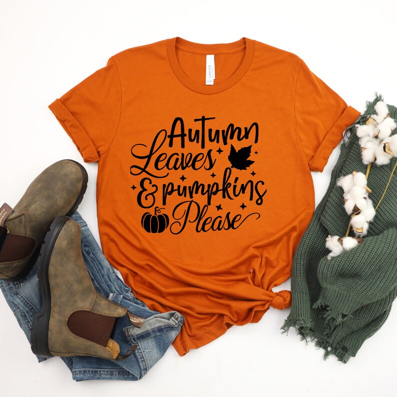 Autumn leaves and pumpkin please shirt