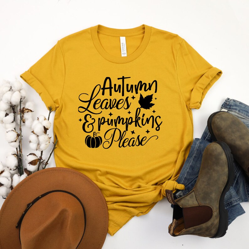 Autumn leaves and pumpkin please shirt