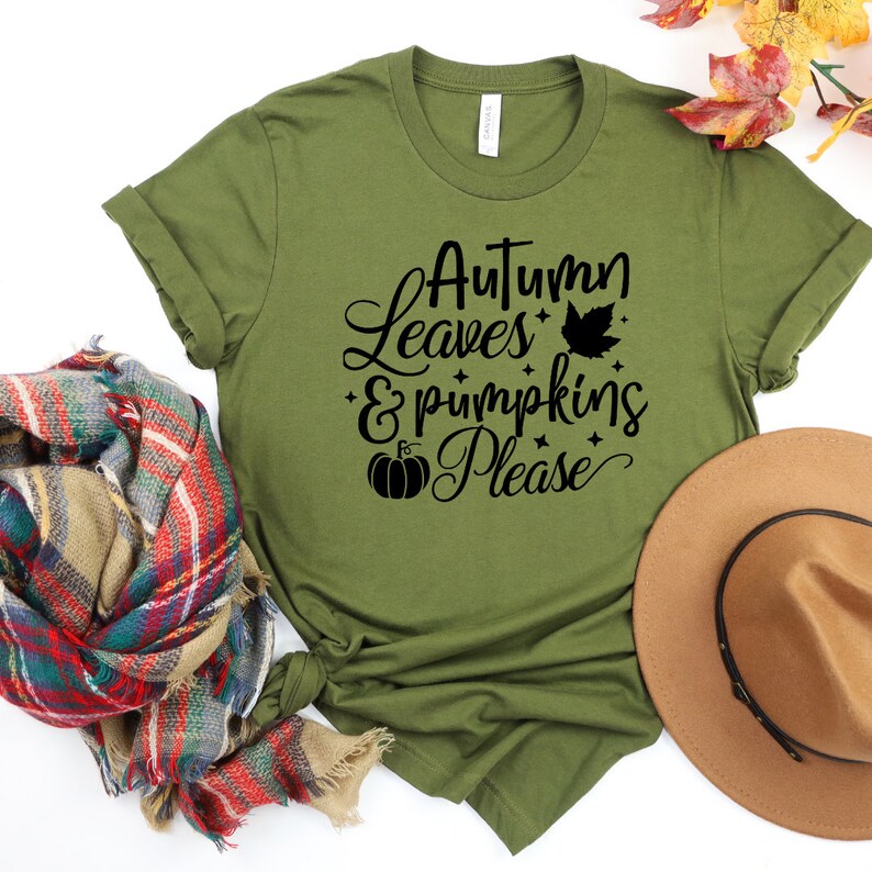 Autumn leaves and pumpkin please shirt