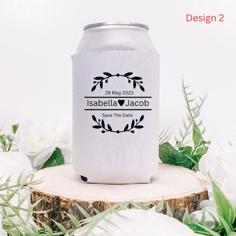 Custom Wedding Can Coolers, Minimalist Can Coolers, Can Holder Cooler, Wedding Favor, Bridesmaid Gifts