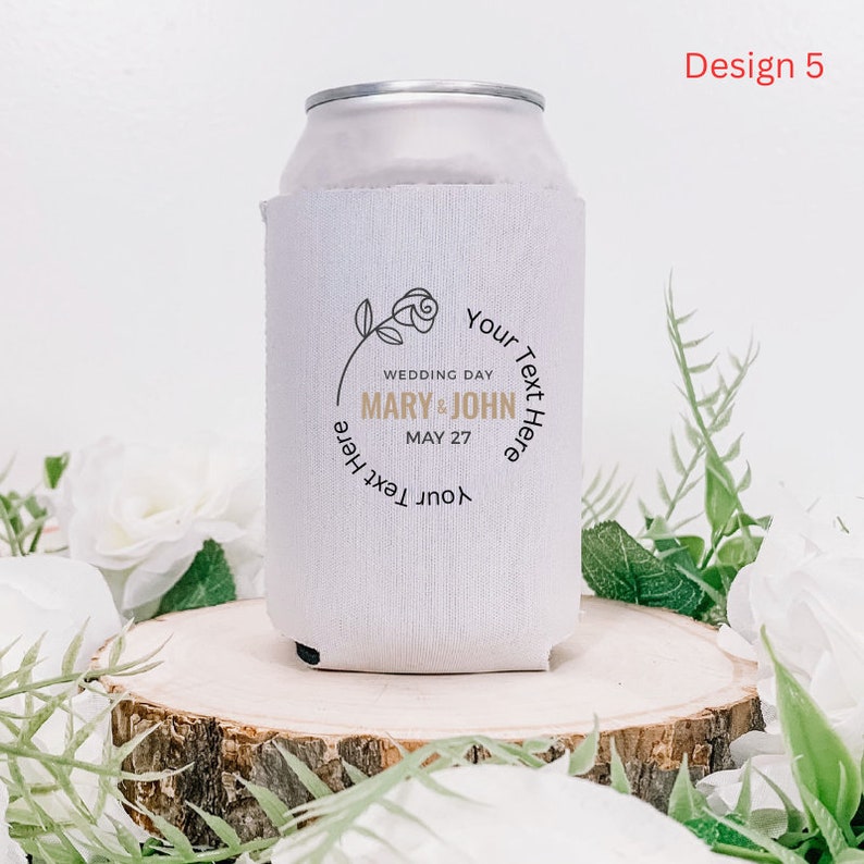 Custom Wedding Can Coolers, Minimalist Can Coolers, Can Holder Cooler, Wedding Favor, Bridesmaid Gifts