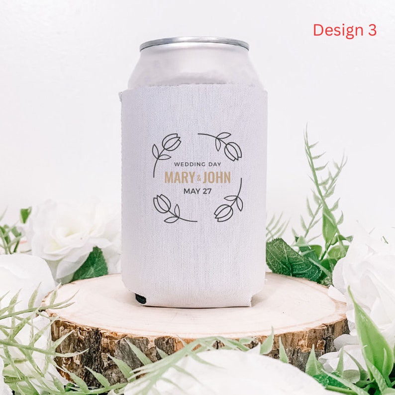 Custom Wedding Can Coolers, Minimalist Can Coolers, Can Holder Cooler, Wedding Favor, Bridesmaid Gifts