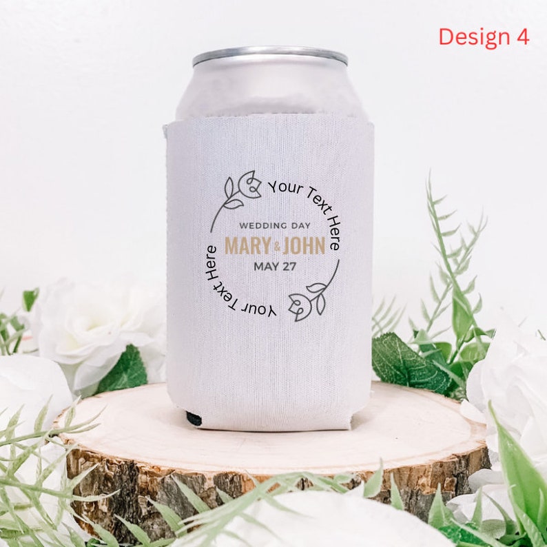 Custom Wedding Can Coolers, Minimalist Can Coolers, Can Holder Cooler, Wedding Favor, Bridesmaid Gifts