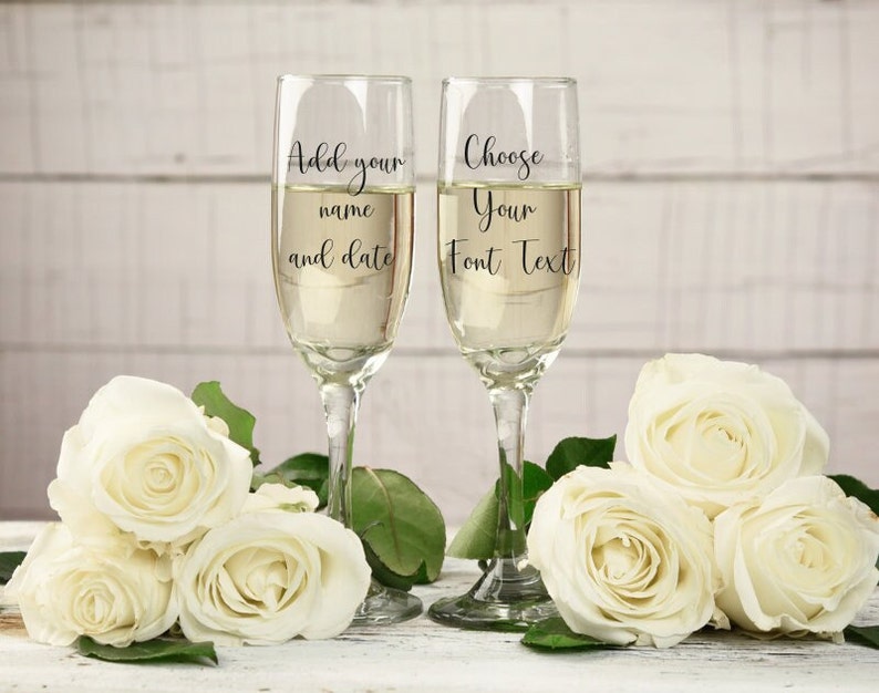 Personalized Etched wedding Glasses, Custom Champagne Flutes set of 2, Wedding Gift, Toasting Glasses, champagne flutes wedding