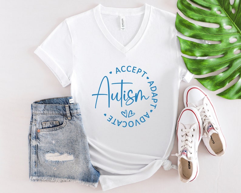 Autism Awareness V neck T Shirt, Autism acceptance shirt, Neurodiversity Shirt, Inspirational shirt, ADHD Shirt, Inclusion Shirt