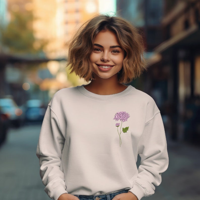 Birth Flower Embroidered Sweatshirt OEOSH