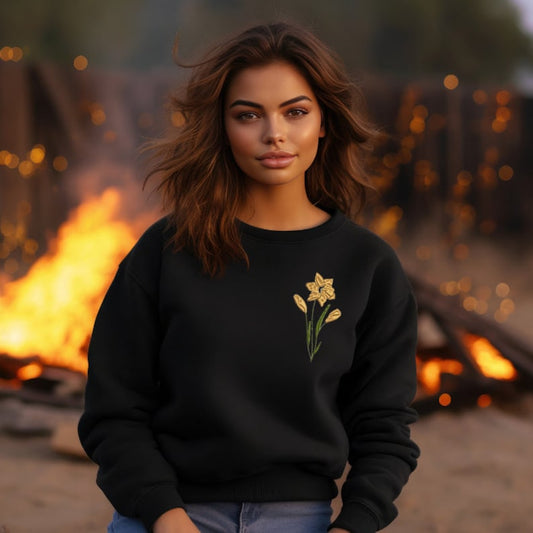 Birth Flower Embroidered Sweatshirt