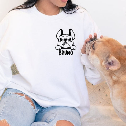 Embroidered Dog Face Sweatshirt