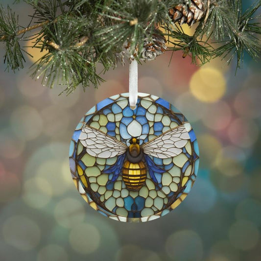 Stained Glass Bee Christmas Ornament