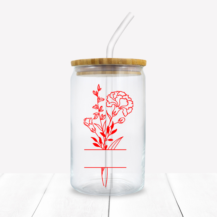 Personalized Birth Flower Iced Coffee Glass