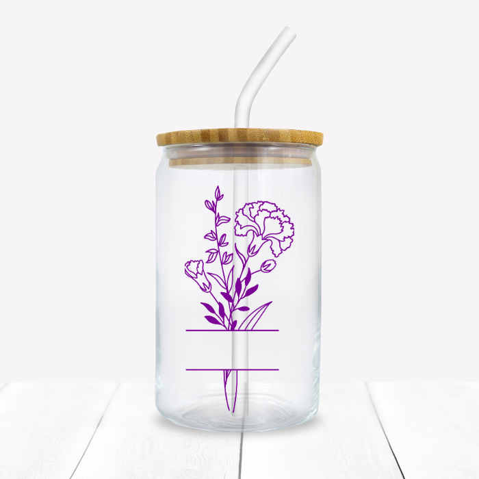 Personalized Birth Flower Iced Coffee Glass