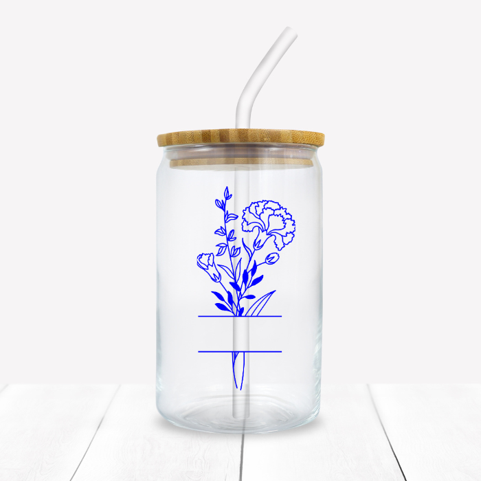 Personalized Birth Flower Iced Coffee Glass