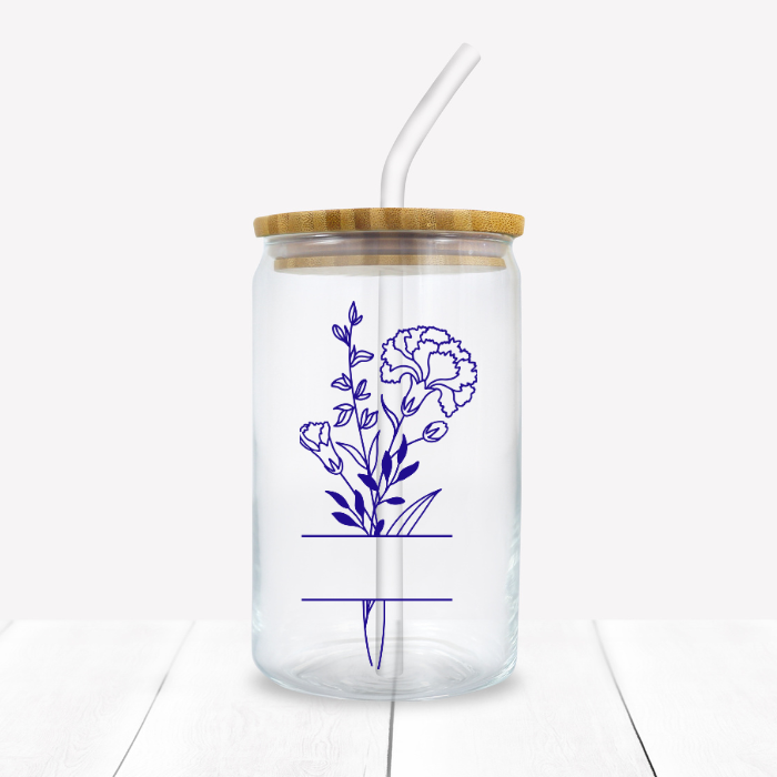 Personalized Birth Flower Iced Coffee Glass