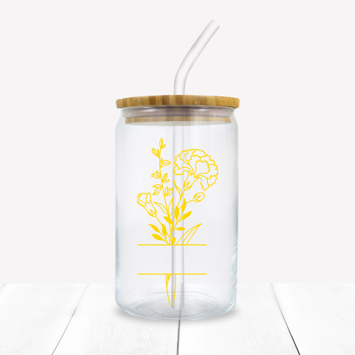 Personalized Birth Flower Iced Coffee Glass