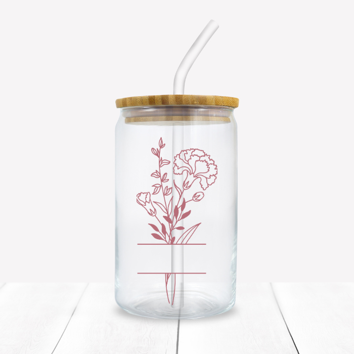 Personalized Birth Flower Iced Coffee Glass