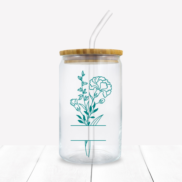 Personalized Birth Flower Iced Coffee Glass