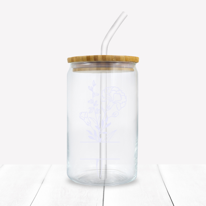 Personalized Birth Flower Iced Coffee Glass